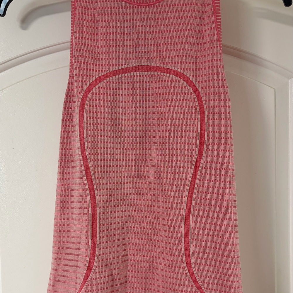 Lululemon Run Swiftly Tech Tank Stitch Stripe White Heathered Boom Juice-Size 6